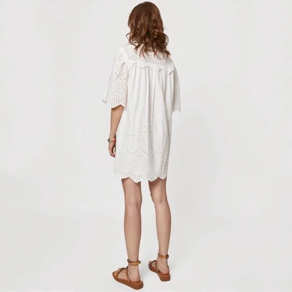 Rebecca minkoff white eyelet lace short sleeve mini dress coverup - Picture 3 of 11